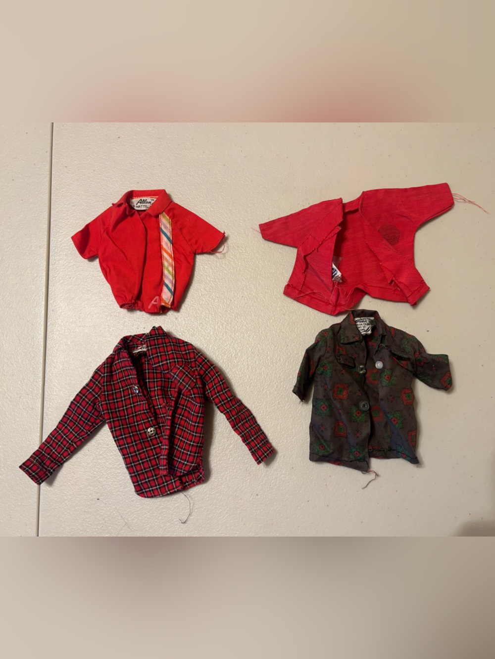 Vintage Mattel and British Crown Male Barbie Doll Shirts Lot/4